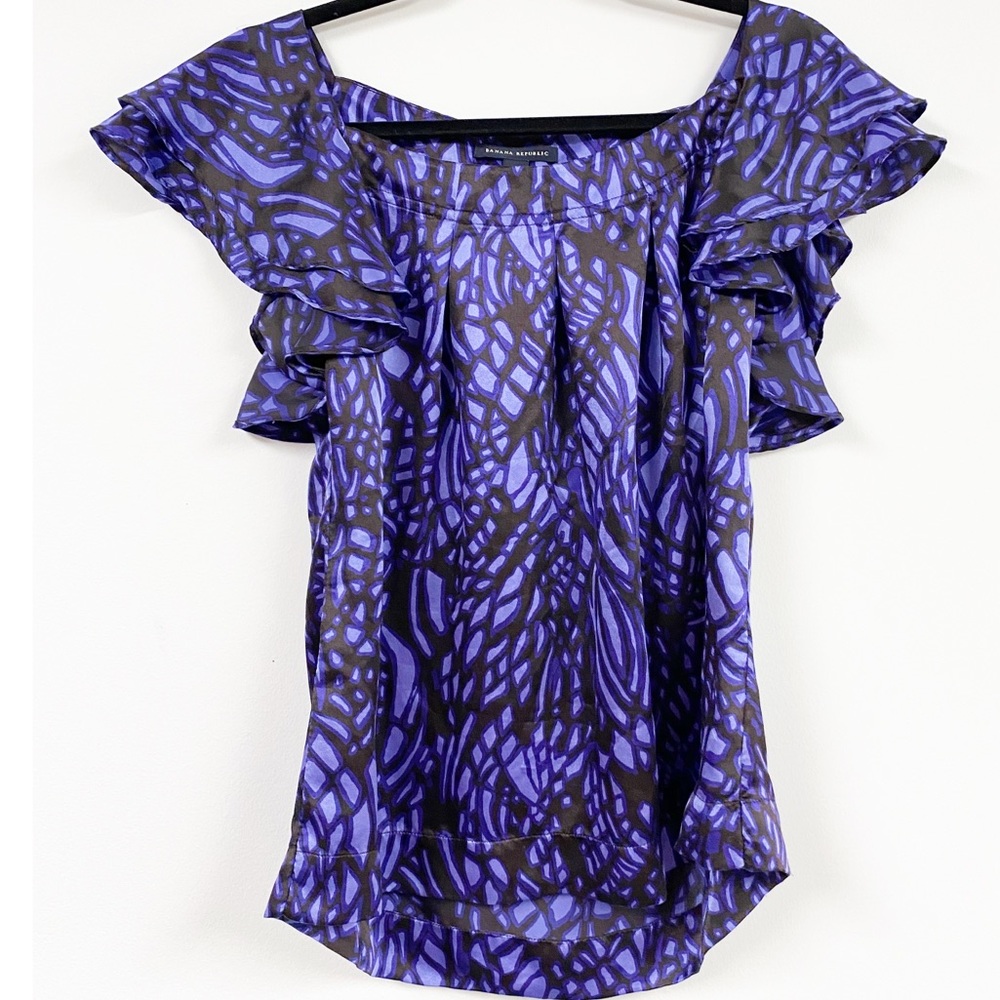 Banana Republic Silk Purple and Black Top